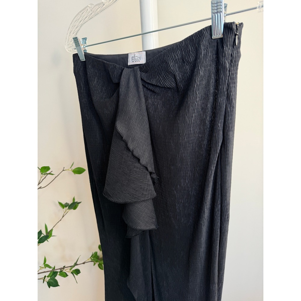Oh Polly Black Plisse Ruffle Front Maxi Skirt US 6 UK 10 High Waist Column Skirt - Picture 3 of 6